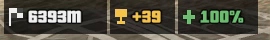 Sol alttaki üç HUD kutusu: mesafe, win, can